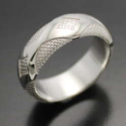 Wedding Band ~ "Diamondback" in Palladium Silver with Polished Finish