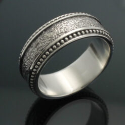 Wedding Band ~ "The Cuban" in Palladium Silver with Antique Finish