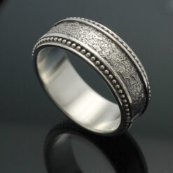 Wedding Band ~ "The Cuban" in Palladium Silver with Antique Finish