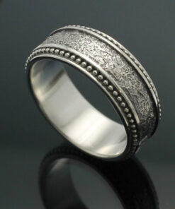 Wedding Band ~ "The Cuban" in Palladium Silver with Antique Finish
