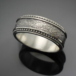 Wedding Band ~ "The Cuban" in Palladium Silver with Antique Finish