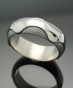 Wedding Band ~ "The Wave" in Palladium Silver with Antique Finish