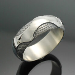 Wedding Band ~ "The Wave" in Palladium Silver with Antique Finish