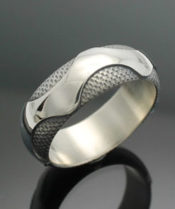 Wedding Band ~ "The Wave" in Palladium Silver with Antique Finish