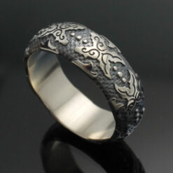 Wedding Band ~ "The Western" in Palladium Silver with Antique Finish