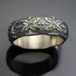 Wedding Band ~ "The Western" in Palladium Silver with Antique Finish