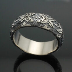 Wedding Band ~ "The Western" in Palladium Silver with Antique Finish