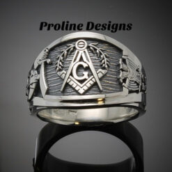 Scottish Rite and Shriner Masonic Ring in Sterling Silver ~ Cigar Band Style 027ss