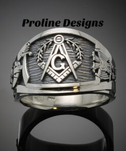 Scottish Rite and Shriner Masonic Ring in Sterling Silver ~ Cigar Band Style 027ss