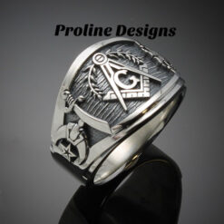 Scottish Rite and Shriner Masonic Ring in Sterling Silver ~ Cigar Band Style 027ss