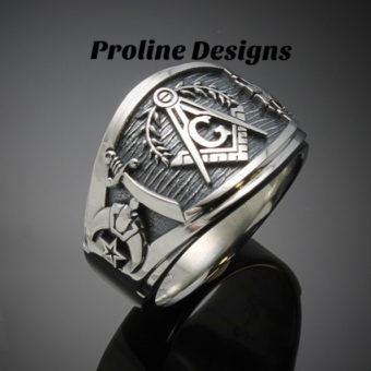 Scottish Rite and Shriner Masonic Ring in Sterling Silver ~ Cigar Band Style 027ss