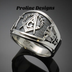 Scottish Rite and Shriner Masonic Ring in Sterling Silver ~ Cigar Band Style 027ss
