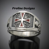 Knights Templar Flag Ring in Sterling Silver ~ Cigar Band Style 028f ...