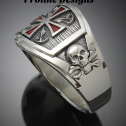Knights Templar Flag Ring in Sterling Silver ~ Cigar Band Style 028f