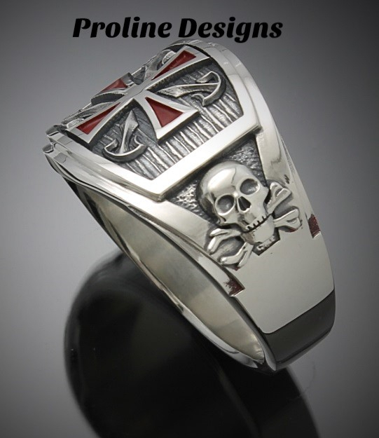 Knights Templar Masonic Ring in Sterling Silver ~ Cigar Band Style 028f ...