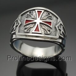 Knights Templar Cross Ring in Sterling Silver ~ Cigar Band Style 028