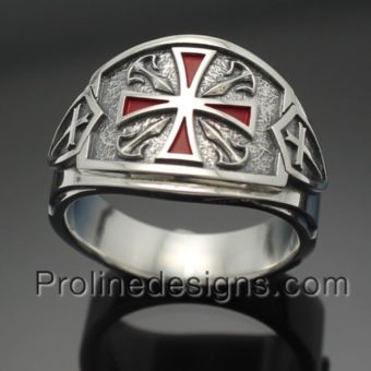 Knights Templar Cross Ring in Sterling Silver ~ Cigar Band Style 028
