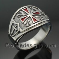 Knights Templar Cross Ring in Sterling Silver ~ Cigar Band Style 028
