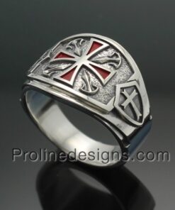 Knights Templar Cross Ring in Sterling Silver ~ Cigar Band Style 028