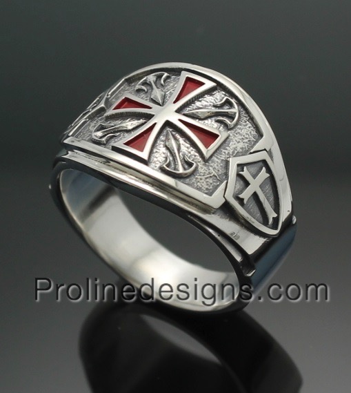 Knights Templar Cross Ring in Sterling Silver ~ Cigar Band Style 028 ...