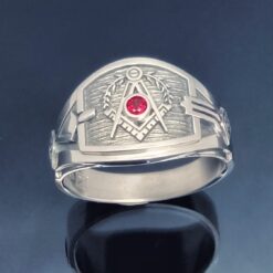 Masonic Ring in Sterling Silver with a 3 mm Stone~ Style 027a stone