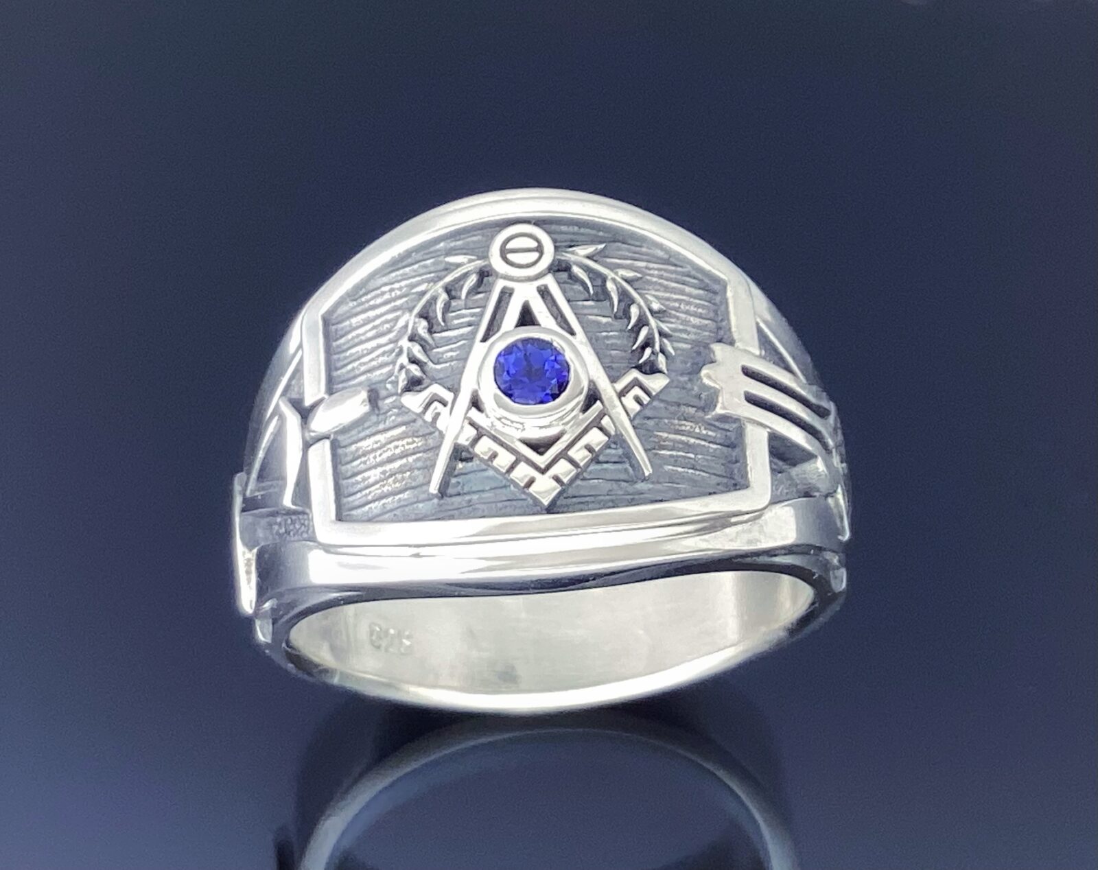 Masonic Ring in Sterling Silver with a 3 mm Stone~ Style 027a stone