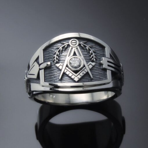 Masonic Ring in Sterling Silver with a 3 mm Stone~ Style 027a stone