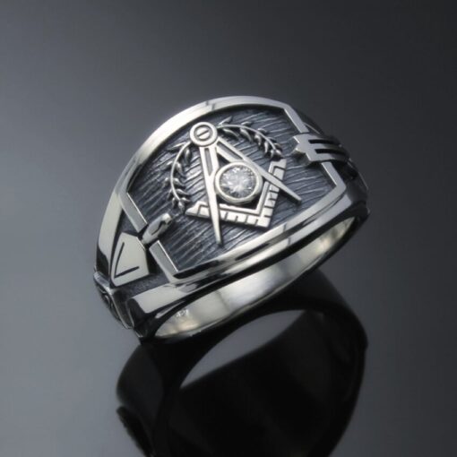 Masonic Ring in Sterling Silver with a 3 mm Stone~ Style 027a stone