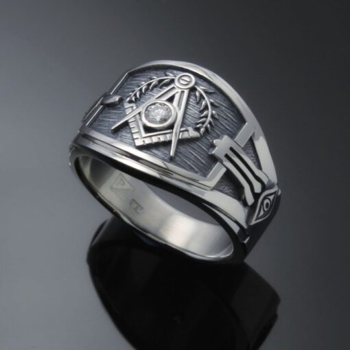 Masonic Ring in Sterling Silver with a 3 mm Stone~ Style 027a stone