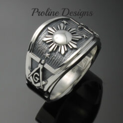 Masonic Philippine Flag Ring for Men in Sterling Silver ~ Cigar Band Style 044
