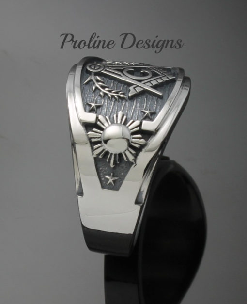 Philippine Flag Masonic Ring in Sterling Silver ~ Cigar Band Style 044a