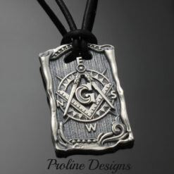 Masonic Blue Lodge Square and Moral Compass Dog Tag - 046b