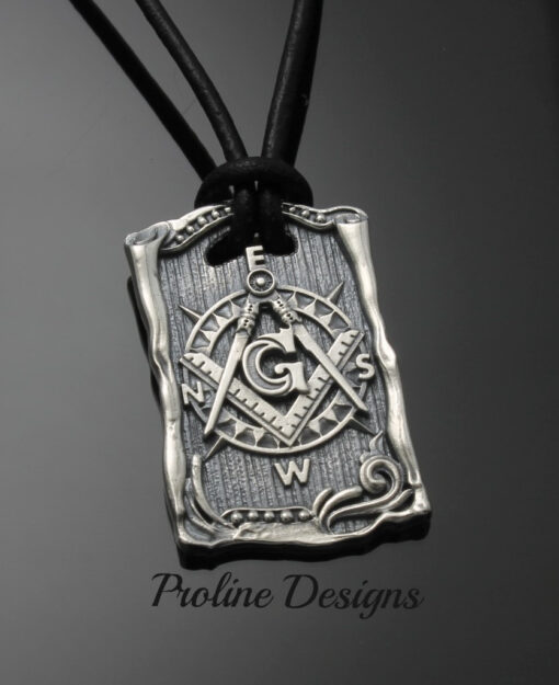 Masonic Blue Lodge Square and Moral Compass Dog Tag - 046b