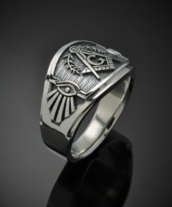 Masonic Ring for Men in Sterling Silver ~ Cigar Band Style 027es