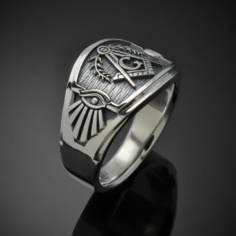 Masonic Ring for Men in Sterling Silver ~ Cigar Band Style 027es