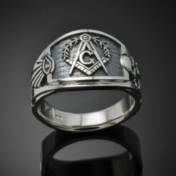 Masonic Ring for Men in Sterling Silver ~ Cigar Band Style 027es