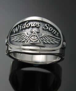 Masonic Ring for Men in Sterling Silver ~ Cigar Band Style 061