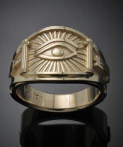 Masonic Seeing Eye Ring in Gold ~ Cigar Band Style 048