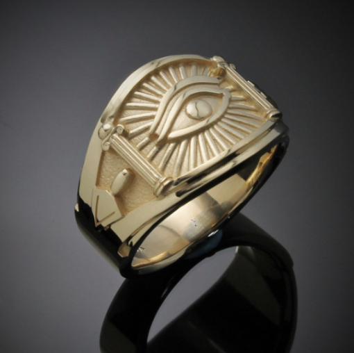 Masonic Seeing Eye Ring in Gold ~ Cigar Band Style 048