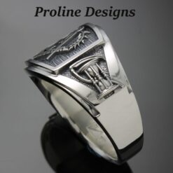 Masonic Hourglass Ring in Sterling Silver ~ Cigar Band Style 049