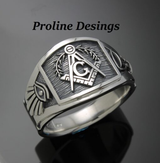 Masonic Hourglass Ring in Sterling Silver ~ Cigar Band Style 049