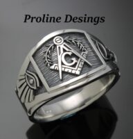 Masonic Hourglass Ring in Sterling Silver ~ Cigar Band Style 049