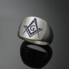 Modern Style Masonic Ring in Sterling Silver ~ Style 006M