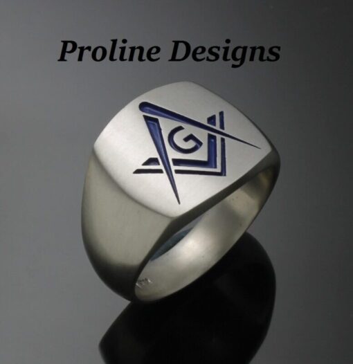 Modern Style Masonic Ring in Sterling Silver ~ Style 006M