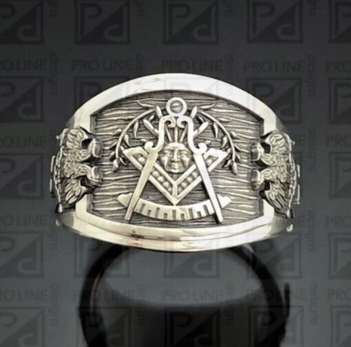 Past Master Scottish Rite Ring in Sterling Silver ~ Cigar Band Style 029PM