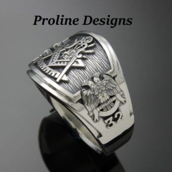 Masonic Past Master Scottish Rite Ring in Sterling Silver ~ Cigar Band Style 029PM
