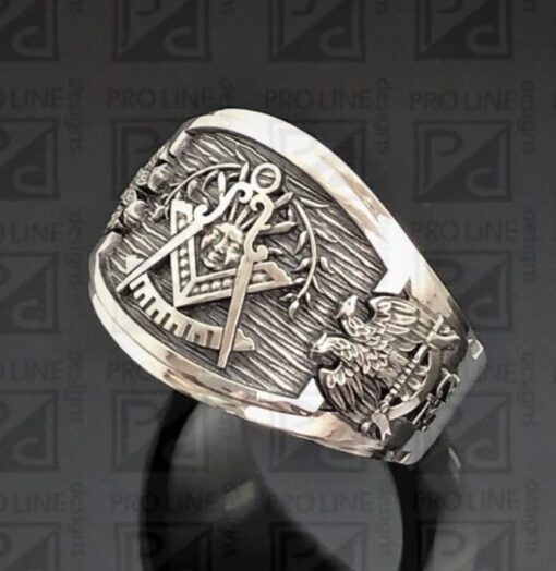 Past Master Scottish Rite Ring in Sterling Silver ~ Cigar Band Style 029PM