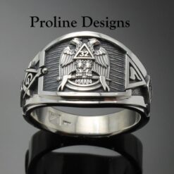 Masonic Scottish Rite Ring in Sterling Silver ~ Cigar Band Style 052a