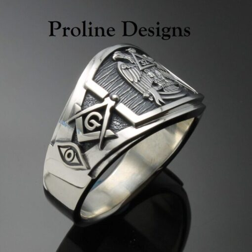 Masonic Scottish Rite Ring in Sterling Silver ~ Cigar Band Style 052a
