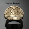 Past Master Ring Cigar Band Style in Gold ~ Handmade ~ style 041pm